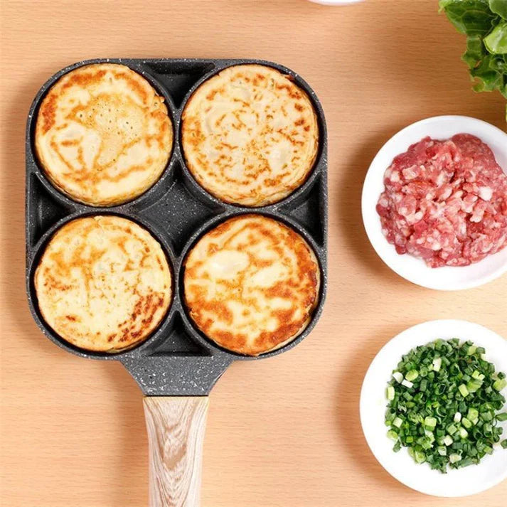 4-in-1 Nonstick Frying Pan with Wooden Handle